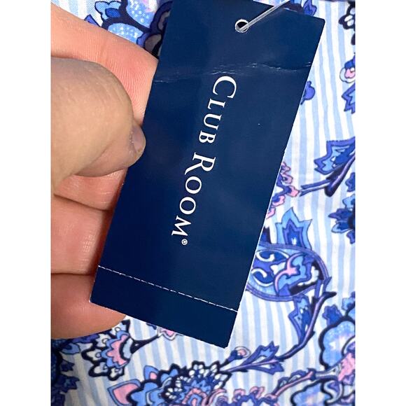 Club Room Paisley Blue Pink Button Shirt Coastal Preppy Beachy Summer Men XL NWT - Picture 7 of 9